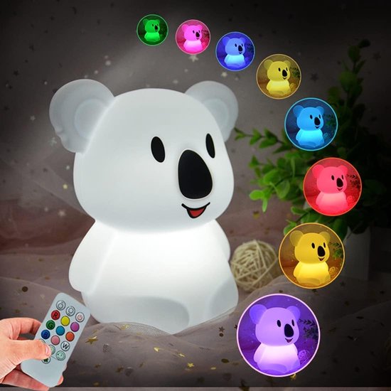 Koala Kindernachtlampje - Siliconen bedlamp/babylamp/kinderbedlamp - Verstelbare helderheid en kleur/tijdsinstelling van Merkloos