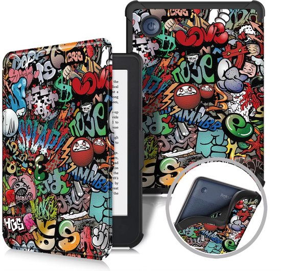 Kobo Clara Colour / BW Hoes voor eReader - Basic SleepCover - Graffiti - Slaapfunctie van Merkloos