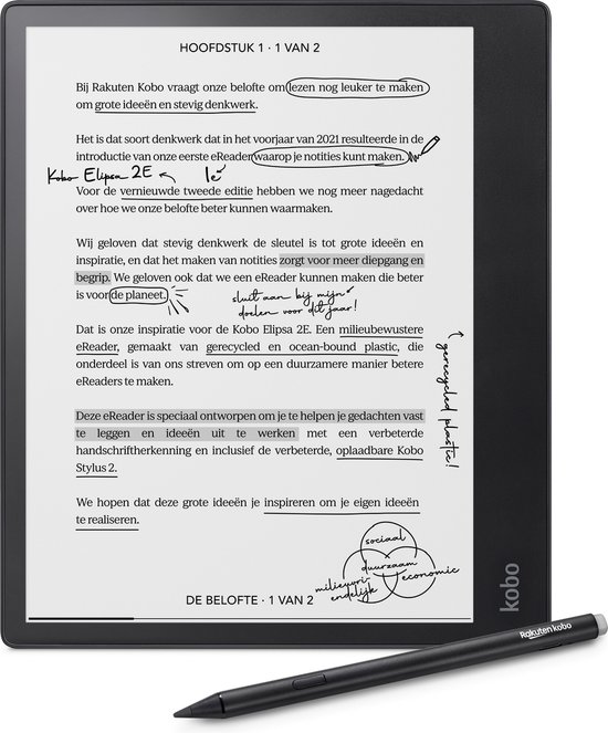 Kobo Elipsa 2E bundel - E-reader - 10,3 inch - Digitaal notitieblok - Inclusief Kobo Stylus 2 van Kobo