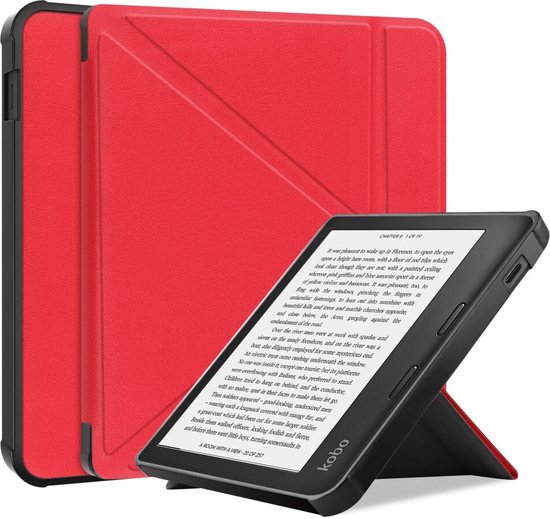 Kobo Libra 2 Hoes Origami Book Case met Standaard Rood van Kobo