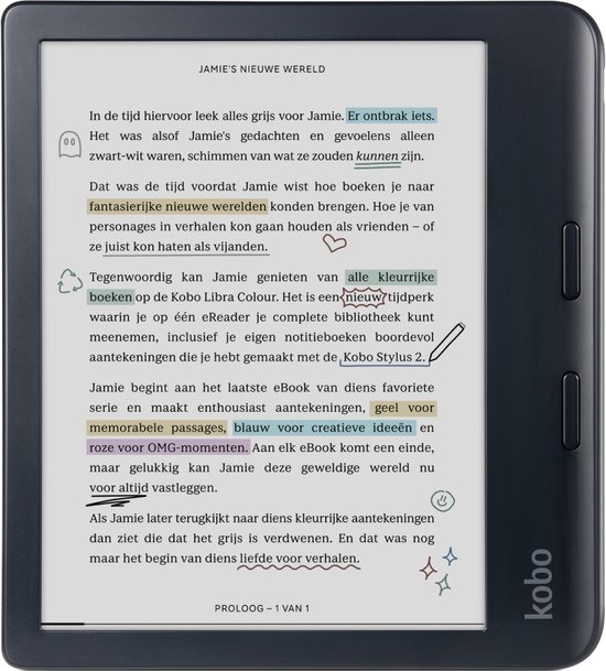 Kobo Libra Colour - E-reader - 7 inch kleurenscherm - 32GB - Luisterboeken - Zwart van Kobo