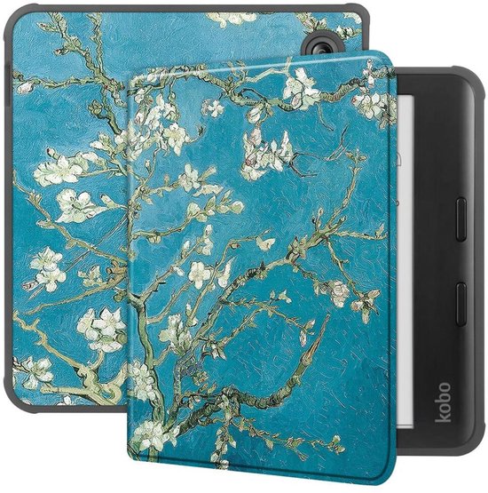 Kobo Libra Colour Hoes Tri-Fold Book Case met Flower Print van Merkloos