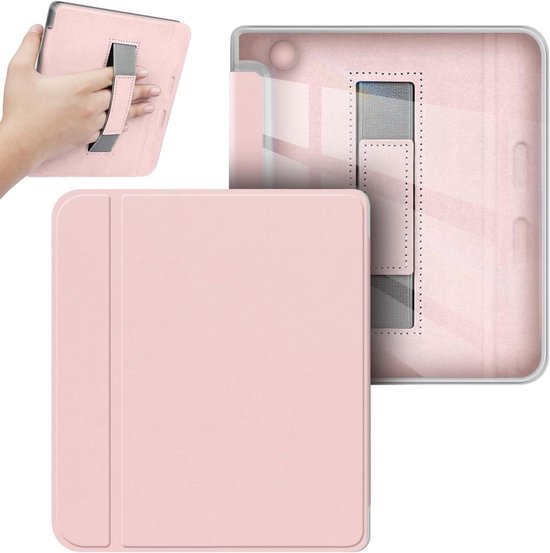 Kobo Libra Colour Hoesje - E-reader Cover - Bescherming E-reader - Met Handriem - 7 inch - Roze