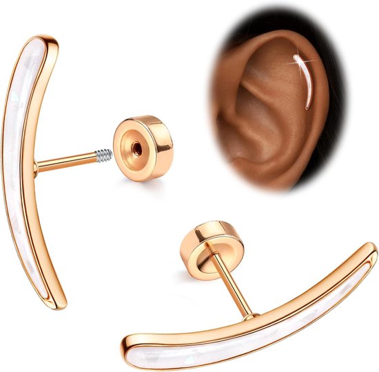 Kraakbeenoorbellen voor dames, hypoallergeen, platte achterkant, chirurgisch staal, 16 G, opaal CZ, platte achterkant, oorstekers, helix, conch, tragus, daith, piercingsieraden