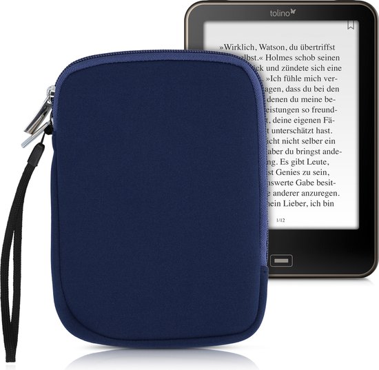 kwmobile beschermhoes voor eReader - neopreen beschermhoes beschermhoes donkerblauw - 17 x 12 x 2 cm binnenafmetingen