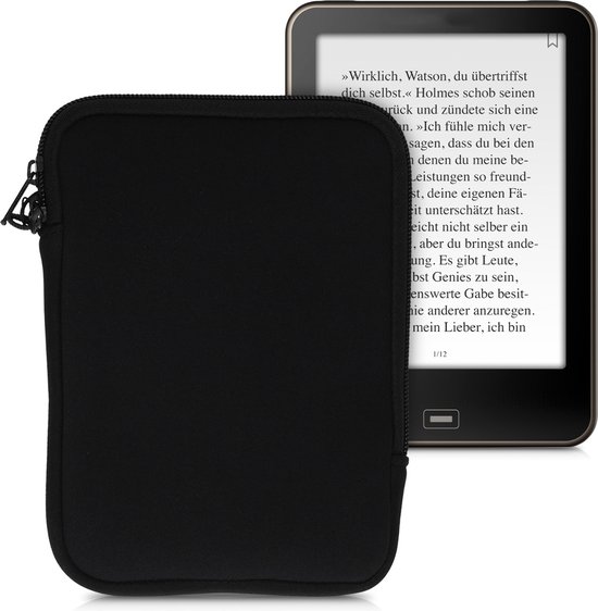 kwmobile beschermhoes voor eReader - Neopreen beschermhoes zwart - 17 x 12 x 2 cm binnenafmetingen van Merkloos