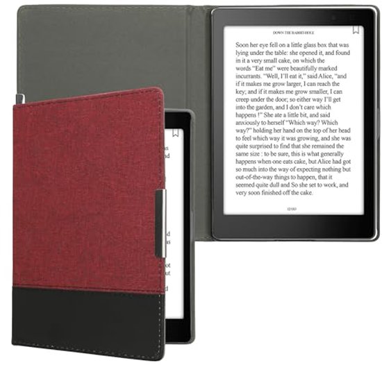 kwmobile case compatible with Kobo Aura ONE - Canvas protective case in dark red/black - For e-reader - van kwmobile