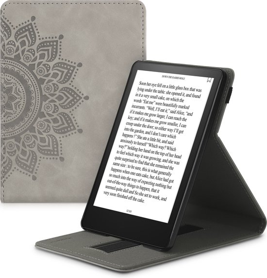kwmobile case geschikt voor met Amazon Kindle Paperwhite 11. Generation 2021 - E reader cover van kunstleer - In grijs Opkomende Zon design
