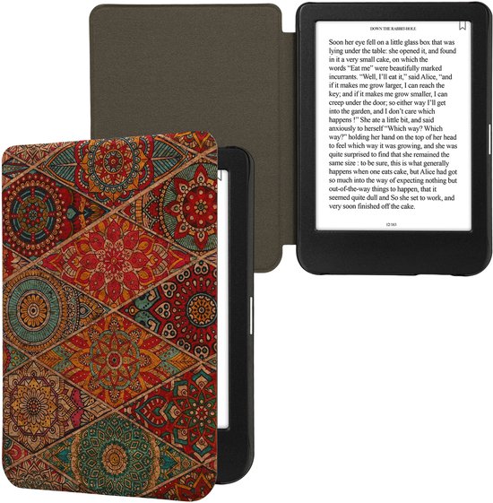 kwmobile Cork Case Compatible with Kobo Clara BW / Colour - Book Style Protective e-Reader Flip Cover Folio Case - Fractions Dark Pink / Red / Blue