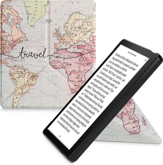 kwmobile e-reader hoesje geschikt voor Amazon Kindle Oasis 10. Generation hoes - Ereader flip case met standaard - E reader cover van kunstleer - In zwart / meerkleurig van Merkloos