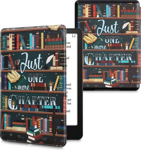 kwmobile e-reader hoesje geschikt voor Amazon Kindle Paperwhite 11. Generation 2021 hoes - E reader flip case met magneetsluiting - Ereader cover - bibliotheek design in meerkleurig