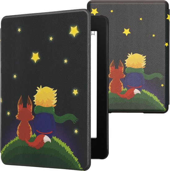 kwmobile e-reader hoesje geschikt voor Amazon Kindle Paperwhite 11. Generation 2021 hoes - E reader flip case met magnetische sluiting - Ereader cover - Jongetje met vos design in geel / bruin / donkerblauw