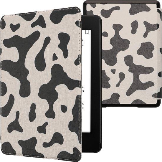 kwmobile e-reader hoesje geschikt voor Amazon Kindle Paperwhite 11. Generation 2021 hoes - E reader flip case met magnetische sluiting - Ereader cover - Koeien Patroon design in zwart / wit van kwmobile