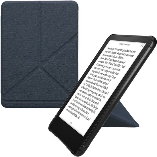 kwmobile e-reader hoesje geschikt voor Amazon Kindle Paperwhite (2024)/Colorsoft hoes - Ereader flip case met standaard - E reader cover van kunstleer - In donkerblauw