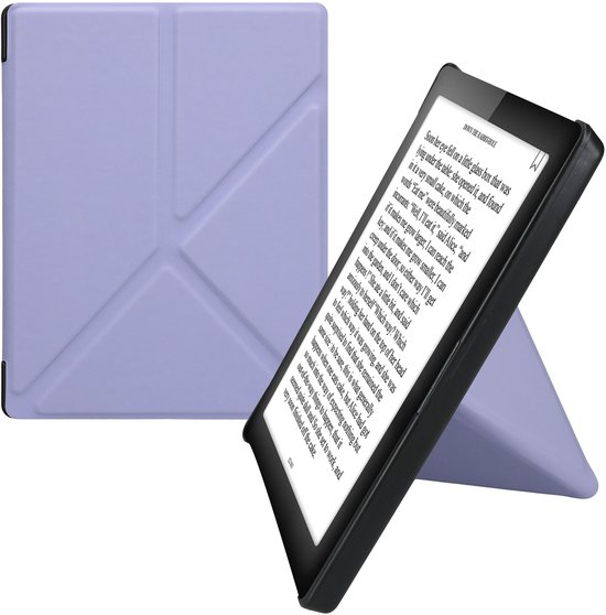 kwmobile e-reader hoesje geschikt voor Kobo Aura Edition 1 hoes - Ereader flip case met standaard - E reader cover van kunstleer - In lavendel