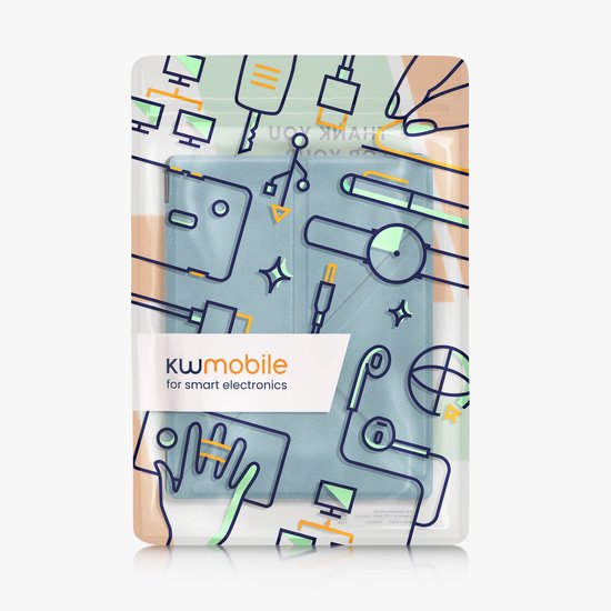 kwmobile e-reader hoesje geschikt voor Kobo Aura Edition 1 hoes - Ereader flip case met standaard - E reader cover van kunstleer - In petrol