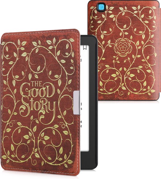 kwmobile e-reader hoesje geschikt voor Kobo Aura Edition 2 hoes - E reader flip case met magnetische sluiting - Ereader cover - Sprookjesboek design in geel / oranje / rood van Merkloos