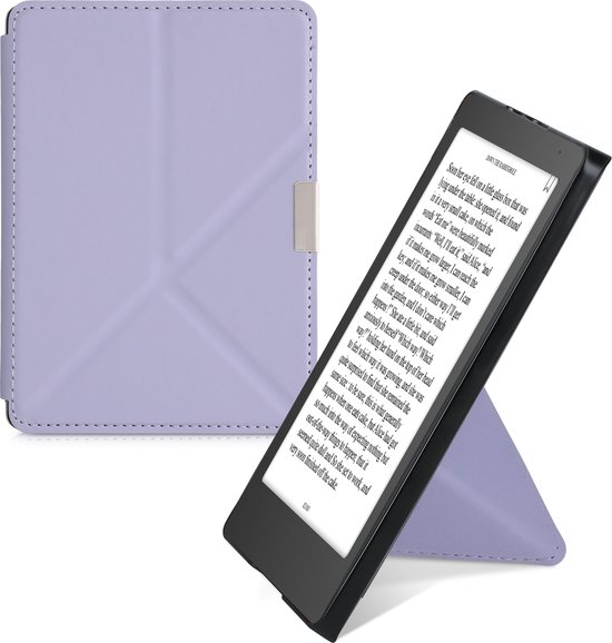 kwmobile e-reader hoesje geschikt voor Kobo Aura Edition 2 hoes - Ereader flip case met standaard - E reader cover van kunstleer - In lavendel van Merkloos