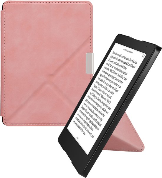 kwmobile e-reader hoesje geschikt voor Kobo Aura Edition 2 hoes - Ereader flip case met standaard - E reader cover van kunstleer - In oudroze van Merkloos