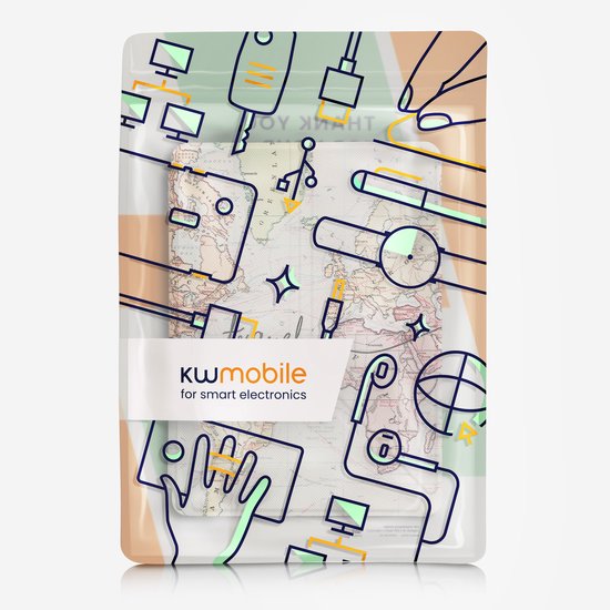 kwmobile e-reader hoesje geschikt voor Kobo Aura Edition 2 hoes - Ereader flip case met standaard - E reader cover van kunstleer - In zwart / meerkleurig