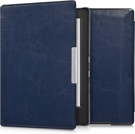 kwmobile e-reader hoesje geschikt voor Kobo Aura H2O Edition 1 hoes - E reader flip case met magnetische sluiting - Ereader cover in donkerblauw van Merkloos