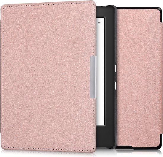 kwmobile e-reader hoesje geschikt voor Kobo Aura H2O Edition 1 hoes - E reader flip case met magnetische sluiting - Ereader cover in roségoud van Merkloos