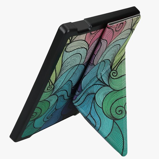 kwmobile e-reader hoesje geschikt voor Kobo Aura H2O Edition 1 hoes - Ereader flip case met standaard - E reader cover van kunstleer - In roze / blauw / groen