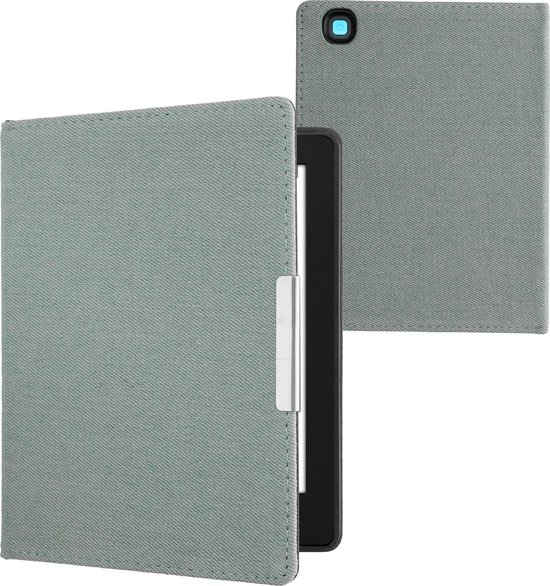 kwmobile e-reader hoesje geschikt voor Kobo Aura H2O Edition 2 hoes - E reader flip case met magneetsluiting - Ereader cover - Denim design in lichtblauw van kwmobile