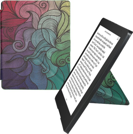 kwmobile e-reader hoesje geschikt voor Kobo Aura H2O Edition 2 hoes - Ereader flip case met standaard - E reader cover van kunstleer - In roze / blauw / groen van Merkloos