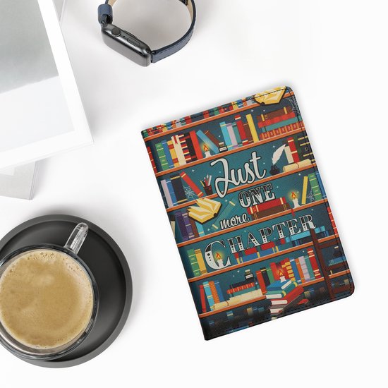 kwmobile e-reader hoesje geschikt voor Kobo Aura ONE hoes - E reader flip case met magneetsluiting - Ereader cover - bibliotheek design in meerkleurig