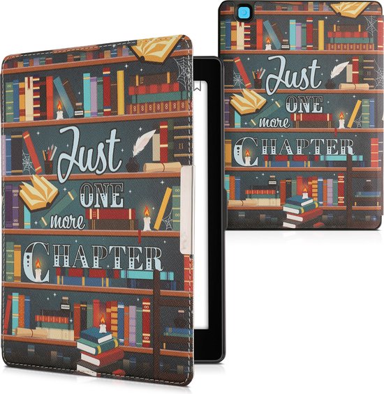kwmobile e-reader hoesje geschikt voor Kobo Aura ONE hoes - E reader flip case met magnetische sluiting - Ereader cover - bibliotheek design in meerkleurig van kwmobile