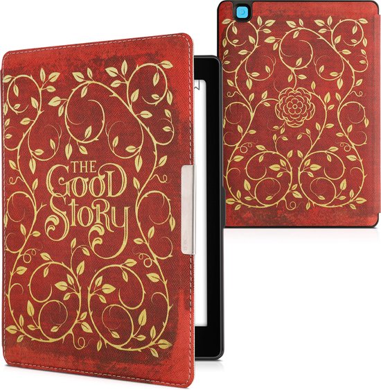 kwmobile e-reader hoesje geschikt voor Kobo Aura ONE hoes - E reader flip case met magnetische sluiting - Ereader cover - Sprookjesboek design in geel / oranje / rood van kwmobile