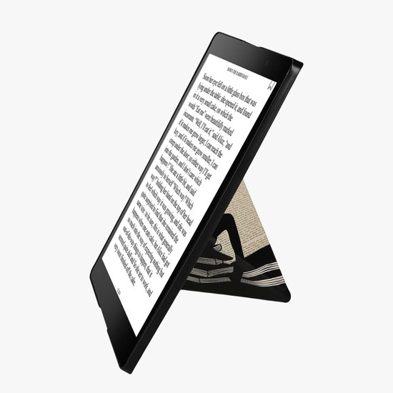 kwmobile e-reader hoesje geschikt voor Kobo Aura ONE hoes - Ereader flip case met standaard - E reader cover van kunstleer - In zwart / beige