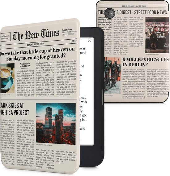 kwmobile e-reader hoesje geschikt voor Kobo Clara 2E hoes - E reader flip case met magnetische sluiting - Ereader cover - design in meerkleurig / zwart / zand van Merkloos