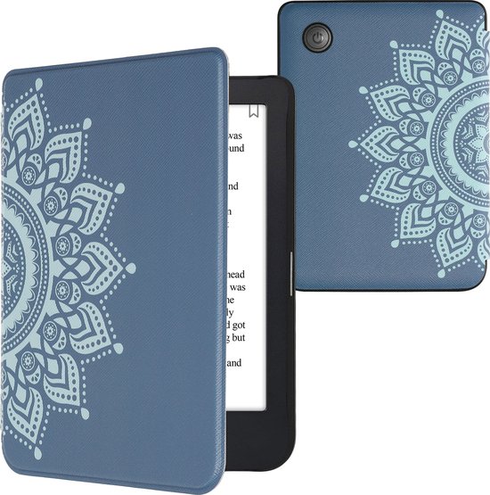 kwmobile e-reader hoesje geschikt voor Kobo Clara 2E hoes - E reader flip case met magnetische sluiting - Ereader cover - Opkomende Zon design in blauw