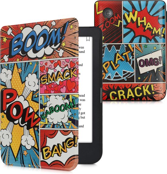 kwmobile e-reader hoesje geschikt voor Kobo Clara 2E hoes - E reader flip case met magnetische sluiting - Ereader cover - Stripboek design in meerkleurig van kwmobile