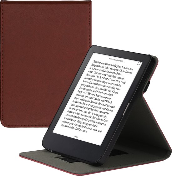 kwmobile e-reader hoesje geschikt voor Kobo Clara 2E hoes - E reader flip case van kunstleer - Ereader cover met handgrip en stand - In braam