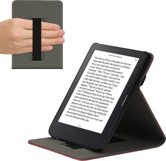 kwmobile e-reader hoesje geschikt voor Kobo Clara 2E hoes - E reader flip case van kunstleer - Ereader cover met handgrip en stand - In braam