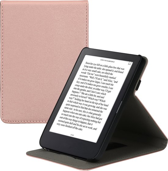 kwmobile e-reader hoesje geschikt voor Kobo Clara 2E hoes - E reader flip case van kunstleer - Ereader cover met handgrip en stand - In roségoud van Merkloos