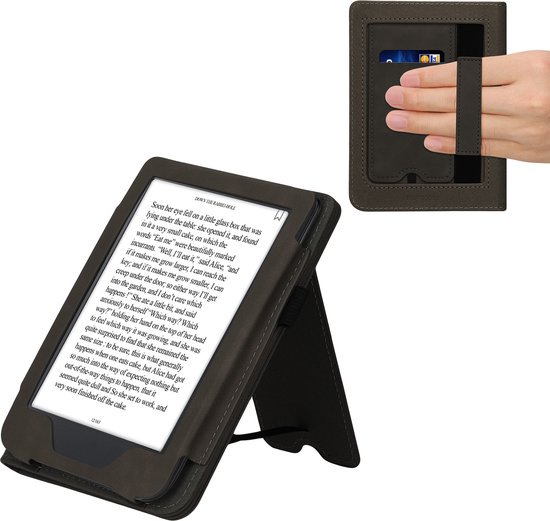 kwmobile e-reader hoesje geschikt voor Kobo Clara 2E hoes - E reader flip case van kunstleer - Ereader cover met stand - In donkergrijs