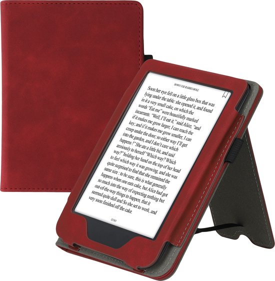 kwmobile e-reader hoesje geschikt voor Kobo Clara 2E hoes - E reader flip case van kunstleer - Ereader cover met stand - In donkerrood van Merkloos