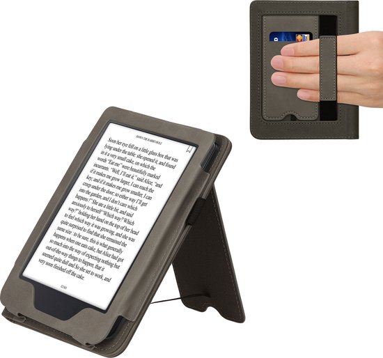 kwmobile e-reader hoesje geschikt voor Kobo Clara 2E hoes - E reader flip case van kunstleer - Ereader cover met stand - Opkomende Zon design in grijs van Merkloos