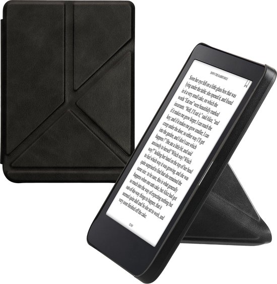 kwmobile e-reader hoesje geschikt voor Kobo Clara 2E hoes - Ereader flip case met standaard - E reader cover van kunstleer - In antraciet van Merkloos