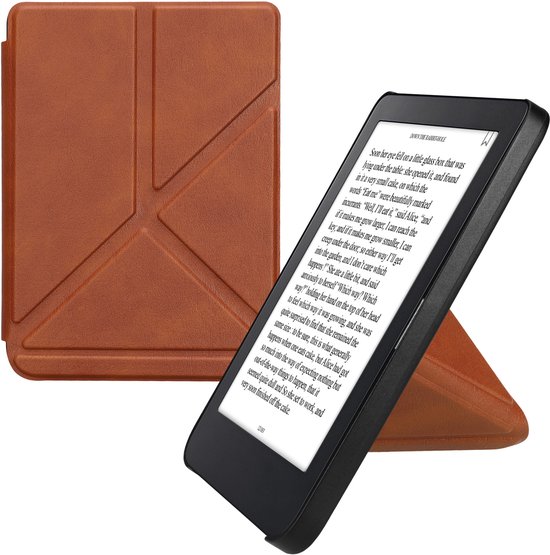 kwmobile e-reader hoesje geschikt voor Kobo Clara 2E hoes - Ereader flip case met standaard - E reader cover van kunstleer - In bruin