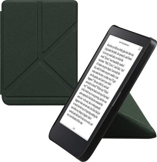 kwmobile e-reader hoesje geschikt voor Kobo Clara 2E hoes - Ereader flip case met standaard - E reader cover van kunstleer - In donkergroen van Merkloos