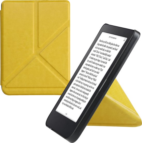 kwmobile e-reader hoesje geschikt voor Kobo Clara 2E hoes - Ereader flip case met standaard - E reader cover van kunstleer - In geel van Merkloos