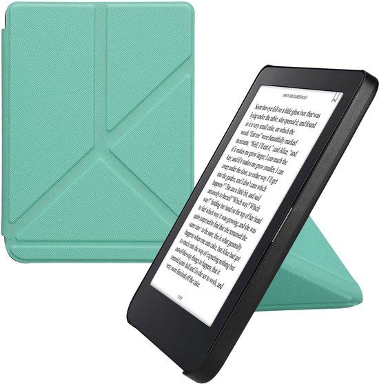 kwmobile e-reader hoesje geschikt voor Kobo Clara 2E hoes - Ereader flip case met standaard - E reader cover van kunstleer - In mintgroen van Merkloos