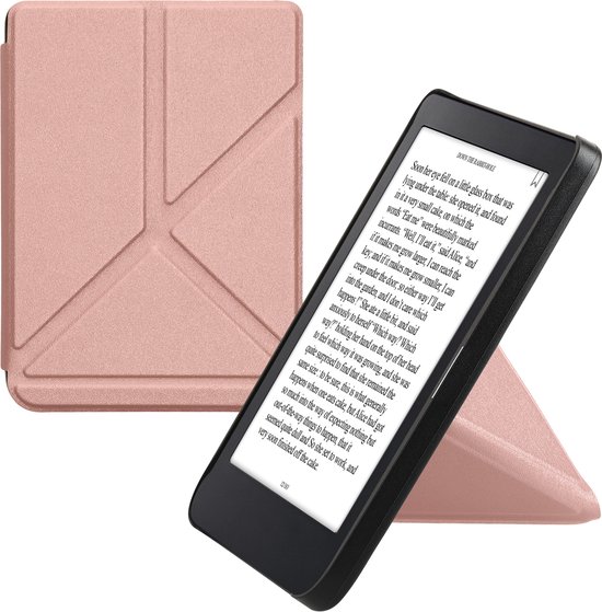 kwmobile e-reader hoesje geschikt voor Kobo Clara 2E hoes - Ereader flip case met standaard - E reader cover van kunstleer - In roségoud van Merkloos
