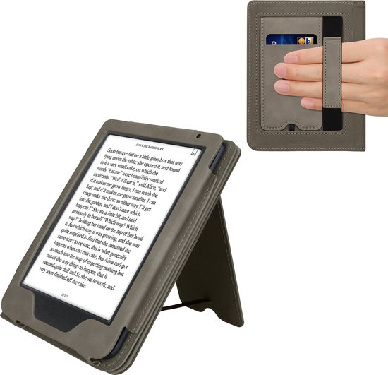 kwmobile e-reader hoesje geschikt voor Kobo Clara BW / Colour hoes - E reader flip case van kunstleer - Ereader cover met stand - Opkomende Zon design in grijs van Merkloos