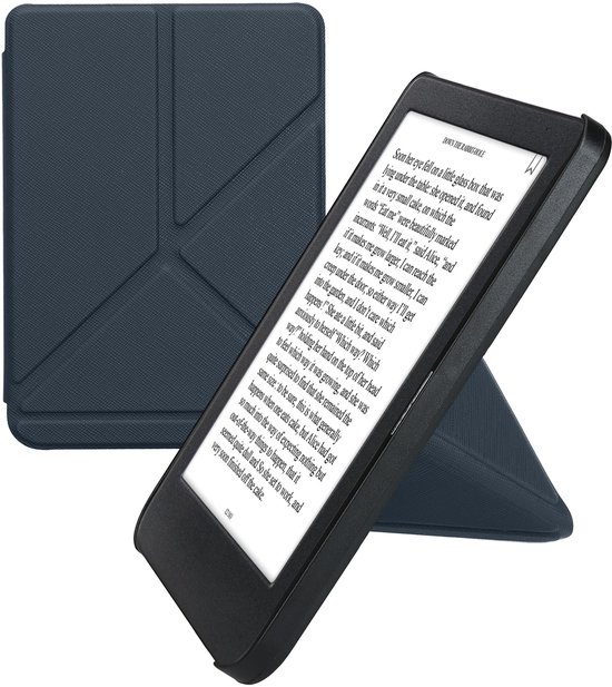 kwmobile e-reader hoesje geschikt voor Kobo Clara BW / Colour hoes - Ereader flip case met standaard - E reader cover van kunstleer - In donkerblauw